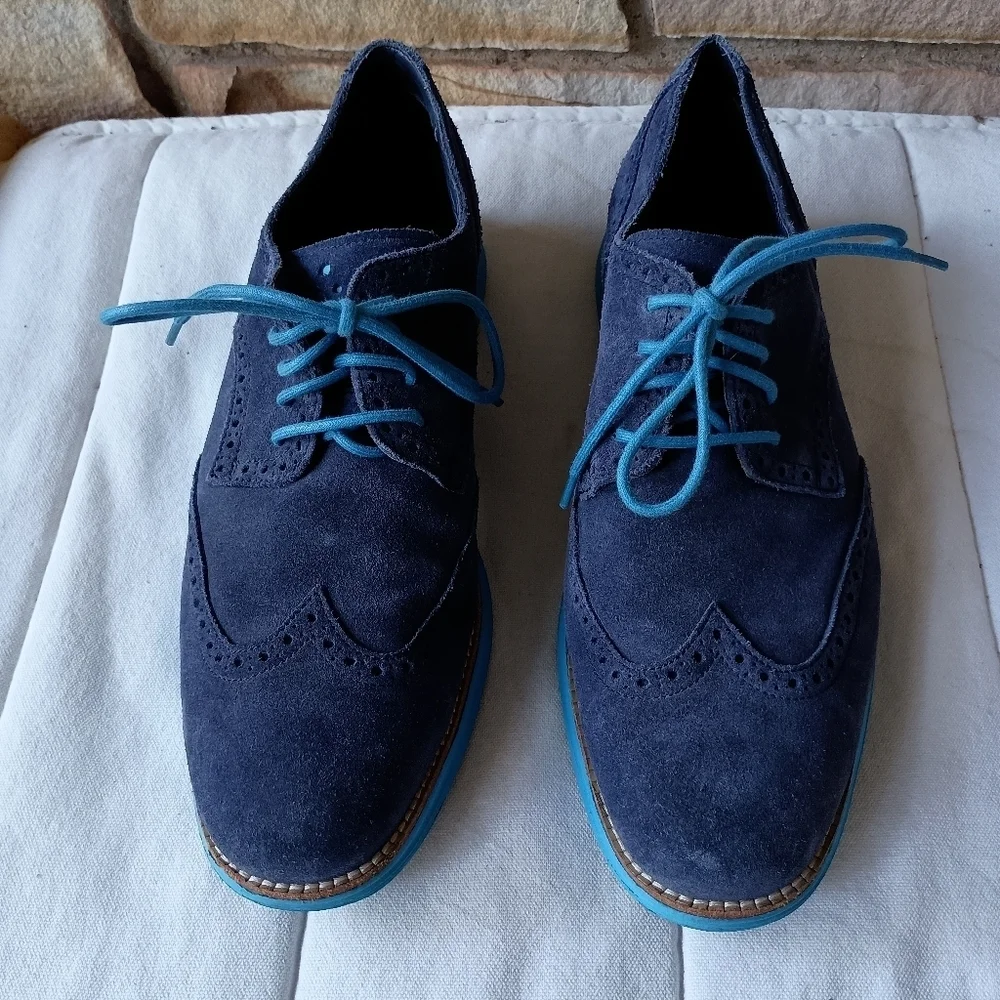 Cole Haan Men's Navy Suede Oxford Shoes_11.5